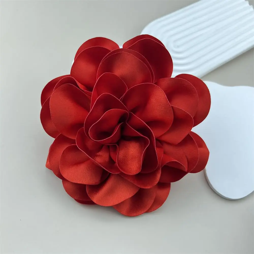 Oversized Brooch Pin for Women Rose Flower Brooches Lapel Pins Delicate Elegant Silk Clothes Accessories Camellia Flower