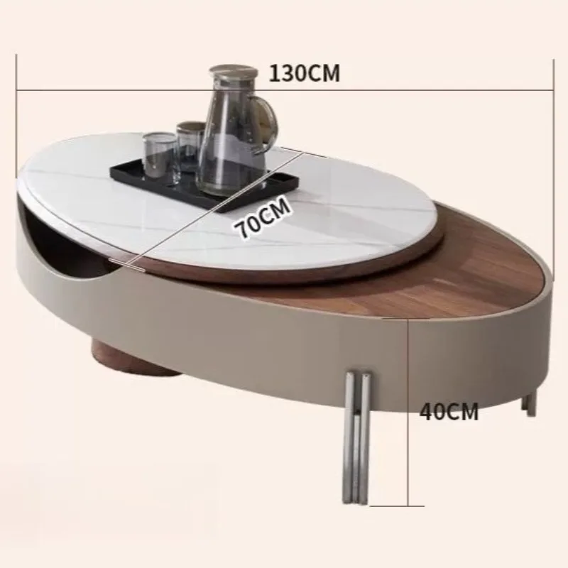 Luksusowy minimalistyczny stolik kawowy w stylu nordyckim, wielofunkcyjny zestaw ozdobny, estetyczny włoski mebel do salonu.