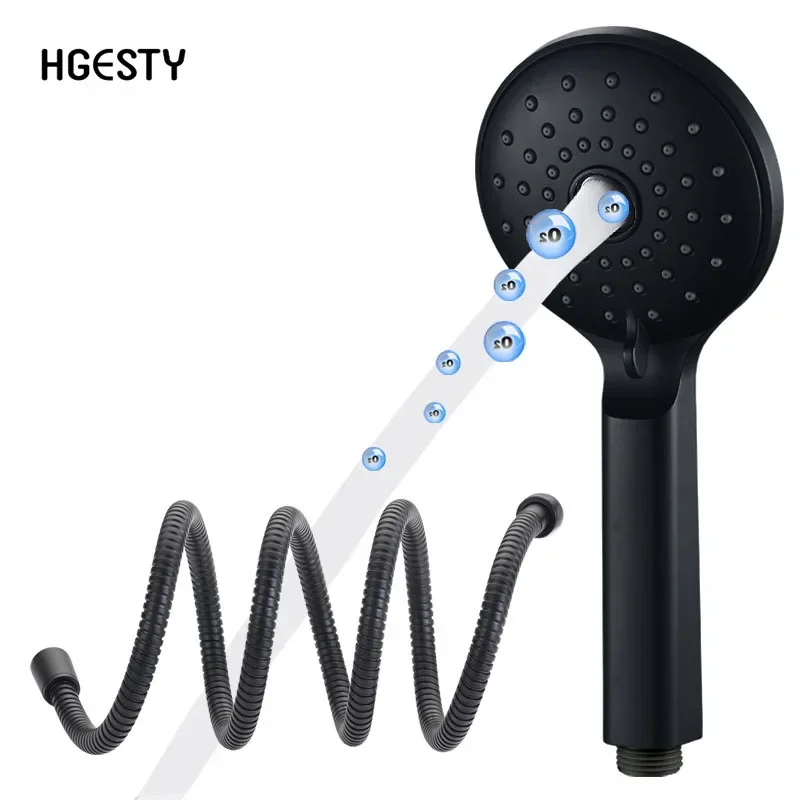 Pressurized, large amount of water, multi-function, handheld shower nozzle hose, silver and matte black