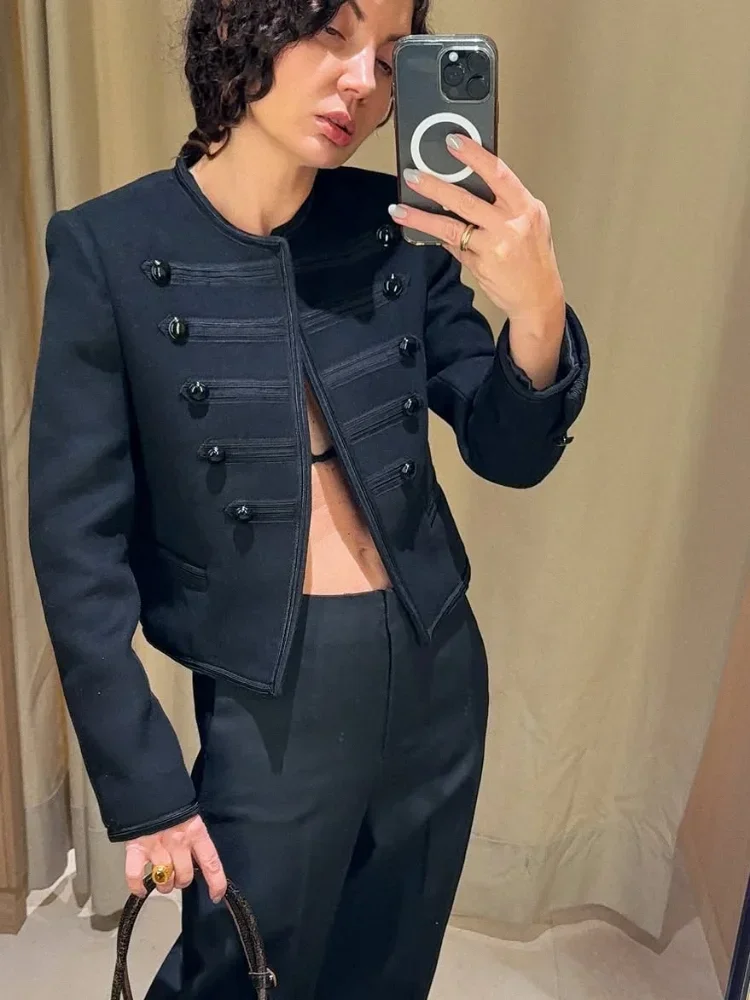 Black Round Neck Military Jacket Women Casual Full Sleeve Buttons Cropped Slim Coat 2026 Lady Daily Street Napoleon New Jackets 5 Black Round Neck Military Jacket Women Casual Full Sleeve Buttons Cropped Slim Coat 2026 Lady Daily Street Napoleon New Jackets 5