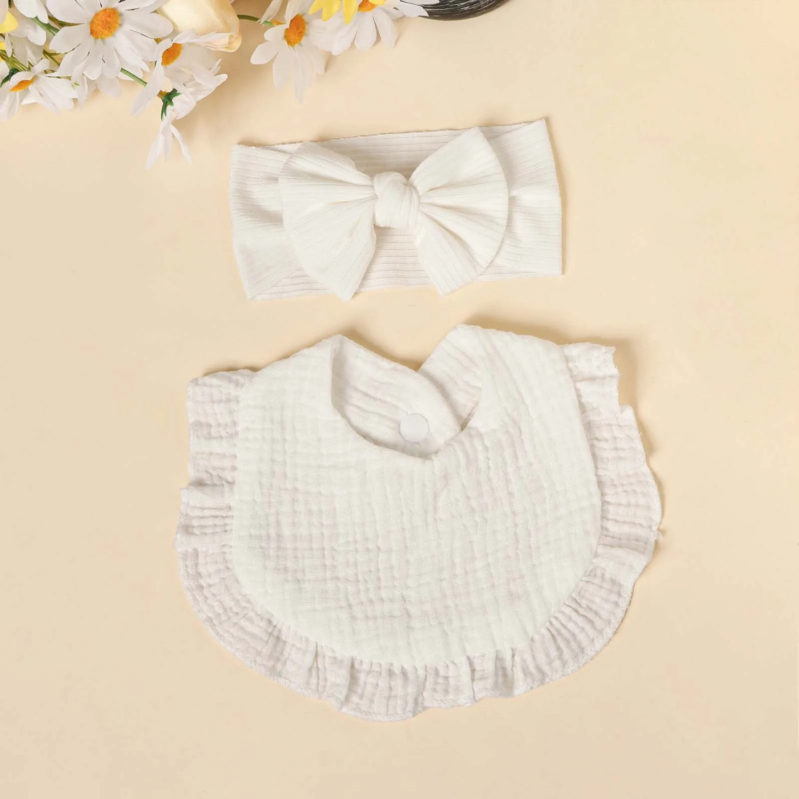 2 قطعة الطفل القوس عقال مريلة مجموعة شرائط القوس إكسسوارات الشعر لفتاة كشكش حافة تغذية مريلة الوليد طقم هدايا فستان طفل اكسسوارات #5