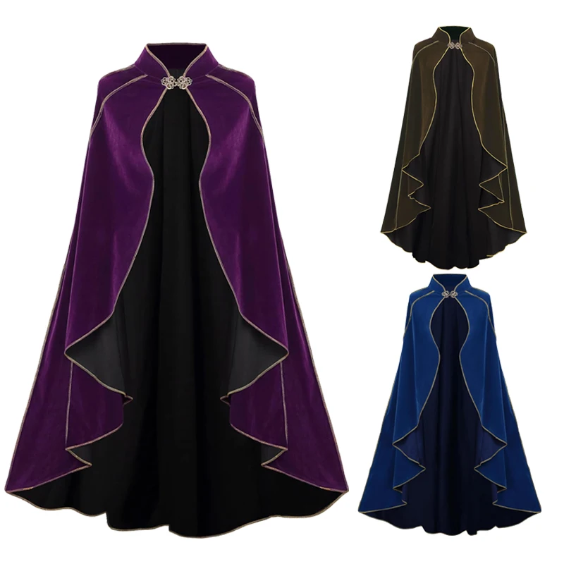

Cosplay Costume Medieval Suede Wizard Cloak Vintage Phnom Penh Halloween Cloak Stage Performance Costume Performance Costume