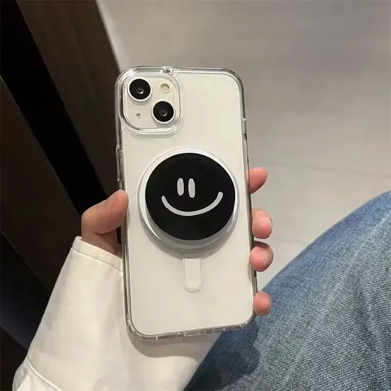 Supporto magnetico Kawaii Smiley Flower, IPhone 16 15 Samsung 360 °   Supporto universale regolabile per telefono Impugnatura senza distanza