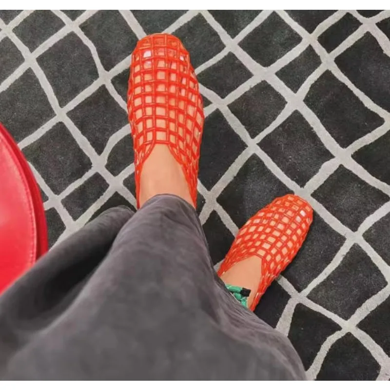 

2026 Women's New Luxury Brand Flat Sandals PVC Breathable Summer Outerwear Baotou Bag and Casual Jelly Sandals