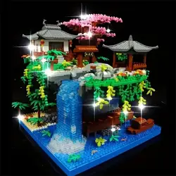 Building Blocks 3D Tree House Ancient Assembly Puzzle Architecture Fairyland Peach Blossoms Pool Model Educational Toys