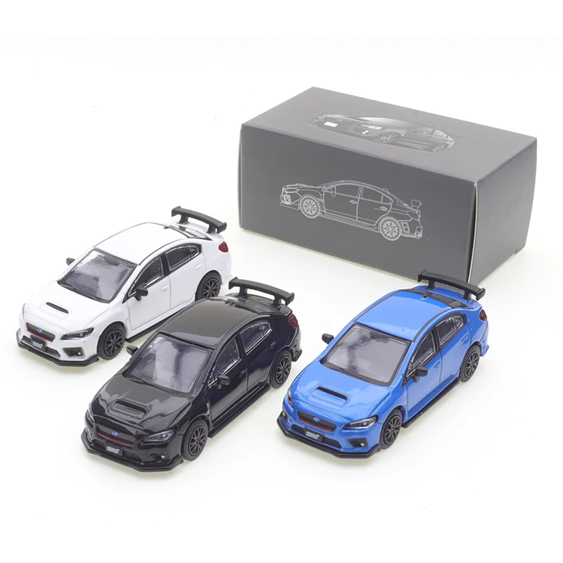 JKM1:64 Subaru WRX STI Blue 1/64, aleación de Metal fundido a presión, modelo de coche, juguete para niños, regalo de Navidad