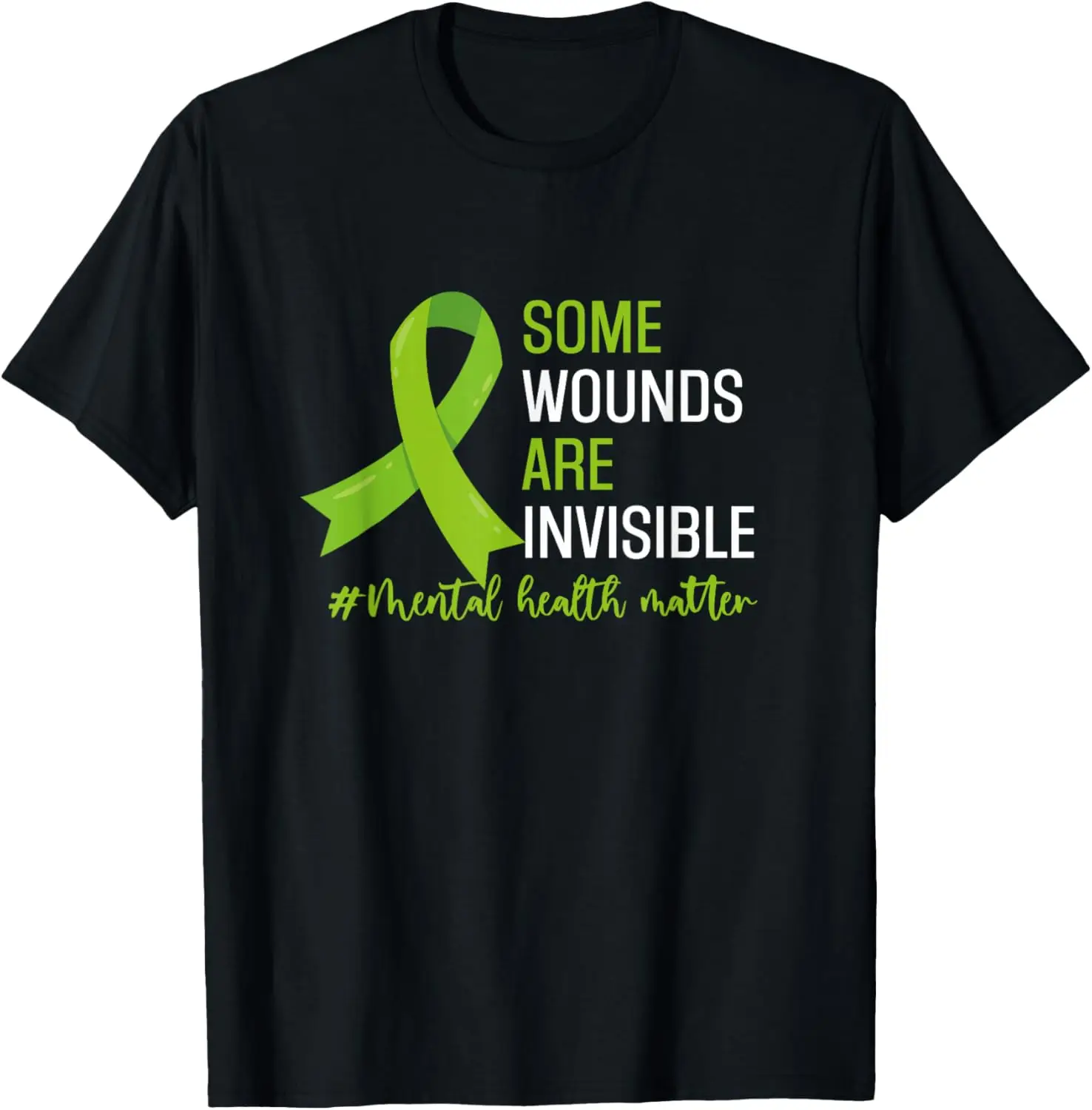 Some Wounds Are Invisible Mental Health Awareness Month T-Shirt 100% Cotton Trendy Y2K Short-Sleeve Tee – Soft, Quick-Drying, & Moisture-Wicking; Ideal for Sports or Casual Wear; Great Gift for Christmas or Halloween.
