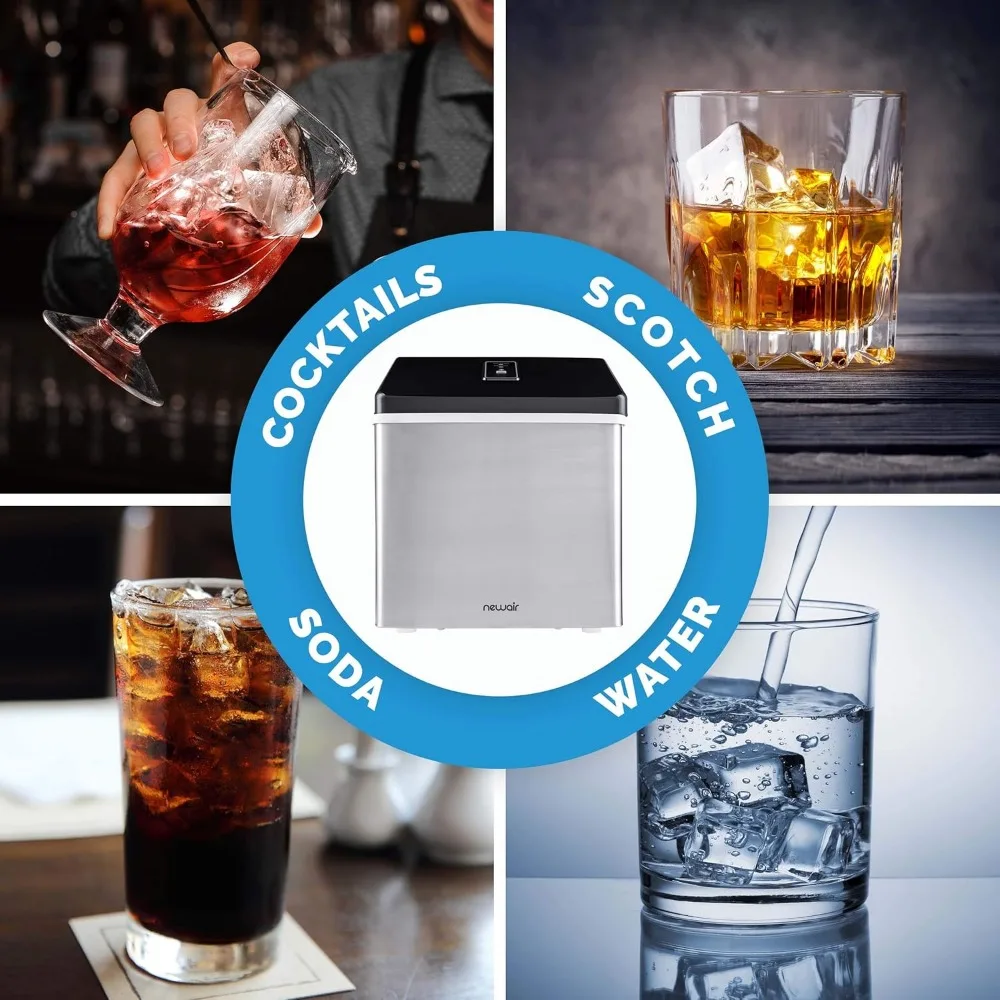 Silver Countertop Ice Maker Machine, Compact Automatic Ice Maker, Cubes Ready in Under 15 Minutes, Portable Ice Cube Maker