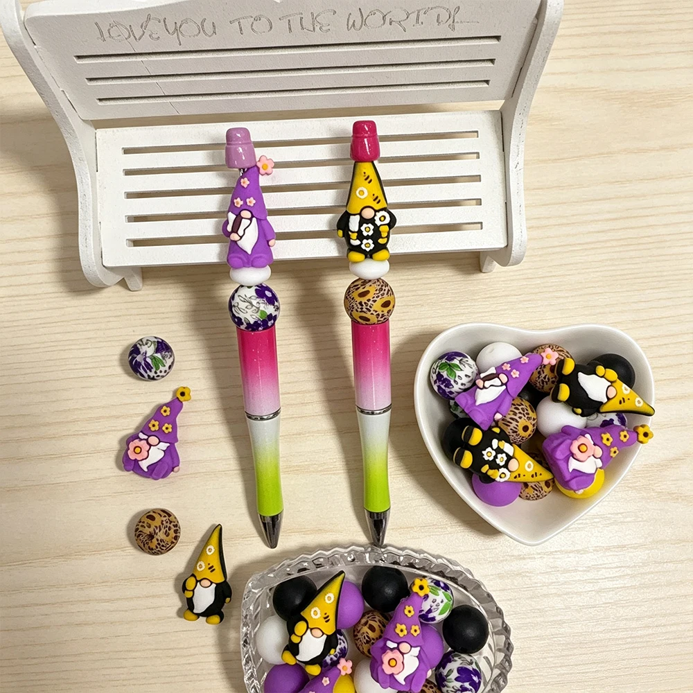 34/54 Stück gelbe und lila Zwerg-Silikonperlen-Set, DIY-Perlenkette, Armband, Dekoration, Stift, Schmuck, Anhänger usw. Geburtstagsgeschenk für die Feiertage – Detail 6
