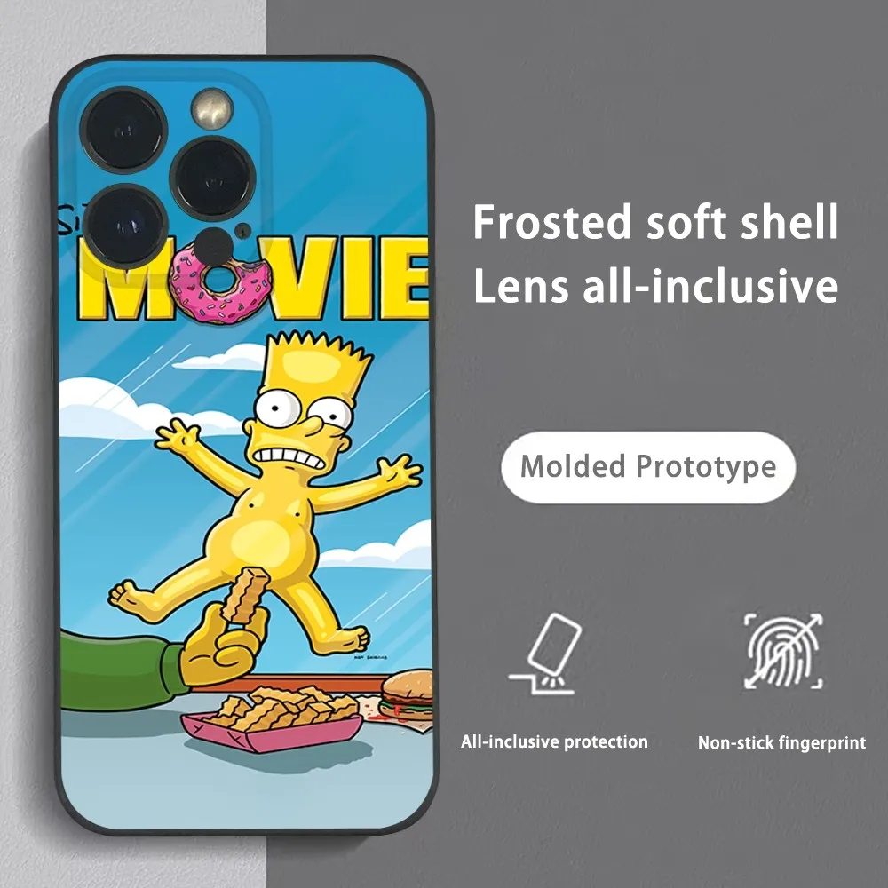 The Simpsons Funny Spoof Phone Case For iPhone 15 14 13 12 11 Pro Xs Max Mini XR X 78 Plus Black Frosted Soft Shell Funda