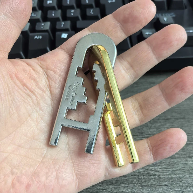 Magic Ladder Lock Puzzle Disentanglement Brain Teaser Metal  Baffling IQ Logic Test Educational Toys For Kids Teens Adults