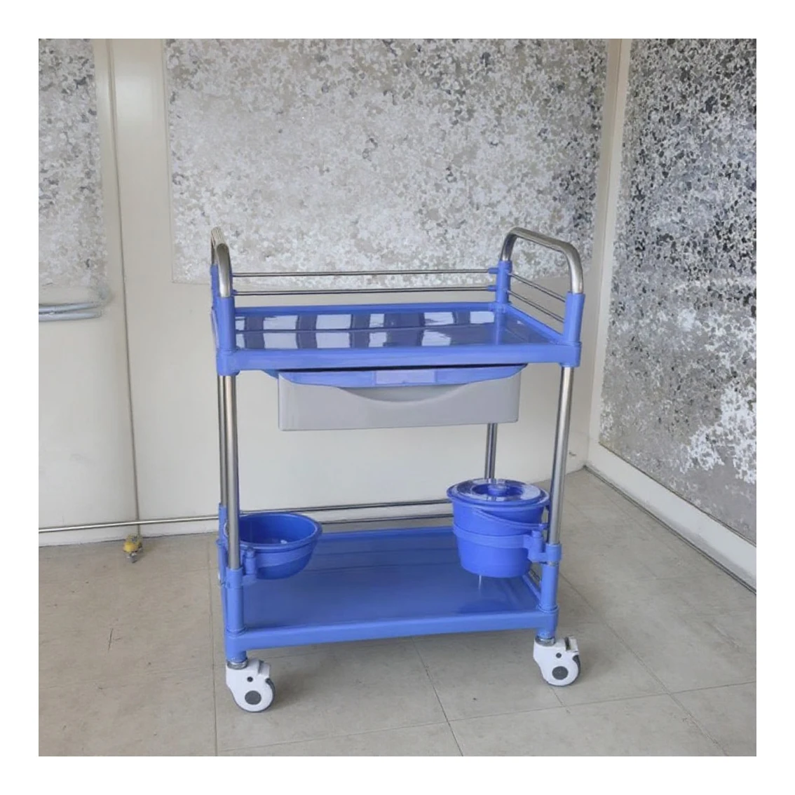 

Medical Trolley, Steel Plastic Multi-Size Emergency Room Cart, Portable Lightweight Hospital Furniture Utility Cart