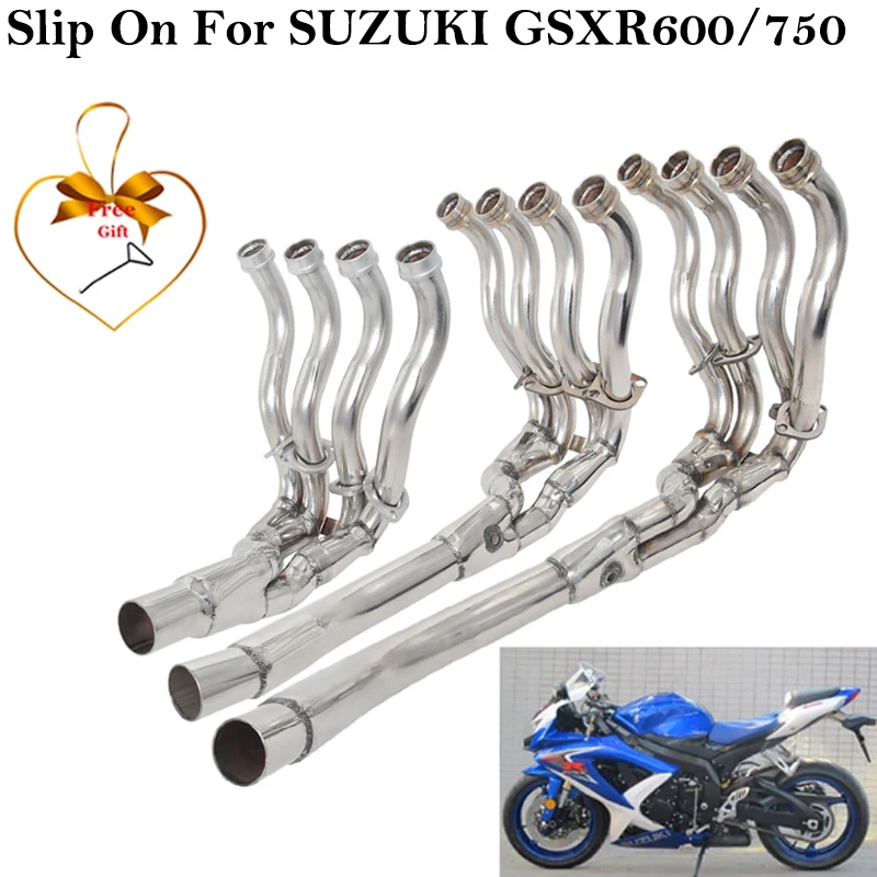 Slip On For SUZUKI GSXR 600 750 GSXR600 GSXR750 K8 K9 L1 2006 - 2021 Motorcycle Exhaust System Muffler Escape Front Link Pipe