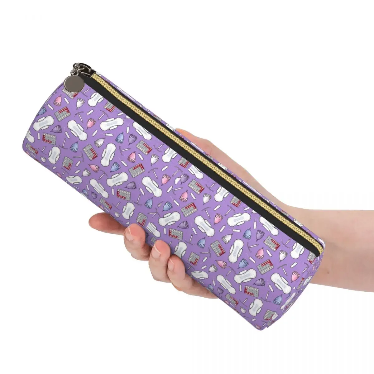 Period Protection, PMS Ready In Purple Pencil Case Pencil Pouch Cylinder Pen Box Pencil Bag for Kids Gifts