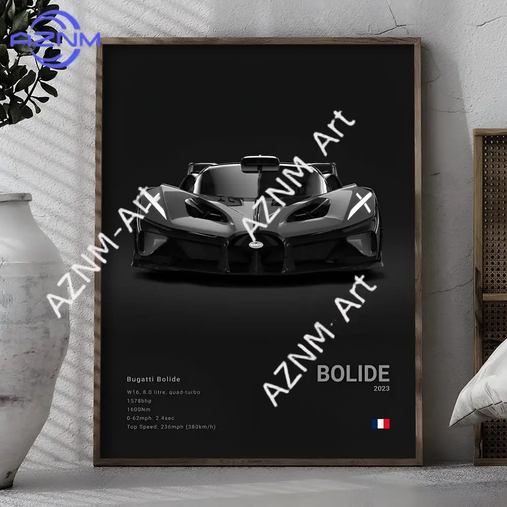 Black Cool Supercar B-Bugatti V-Veyron Poster Room Wall Art Decor Waterproof Stickers For Home Bar Bedroom Decoration