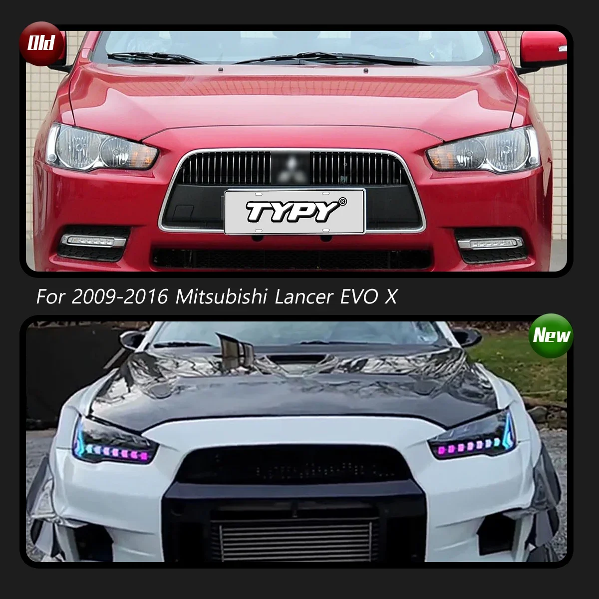 

Автомобильные фары TYPY для Mitsubishi Lancer EVO X, 2009-2016, светодиодные фары для проектора, дневные ходовые огни, автоаксессуары