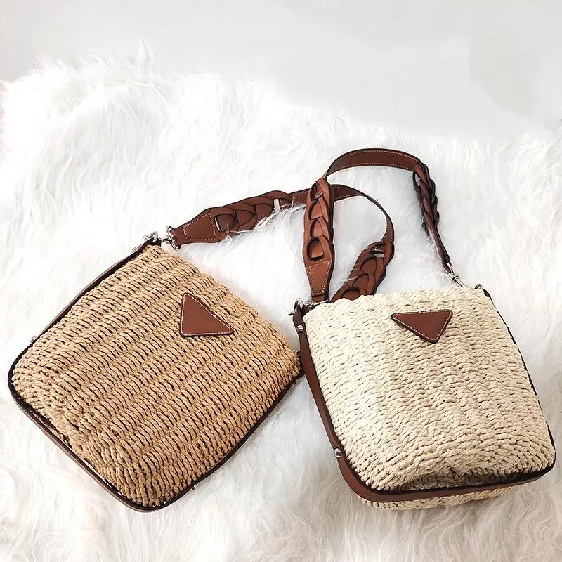 

Summer Beach Woven Straw Basket Shoulder Bags Casual Female Handmade Handbags High-End Knitted Women's Rattan Bags 2024 Fashion