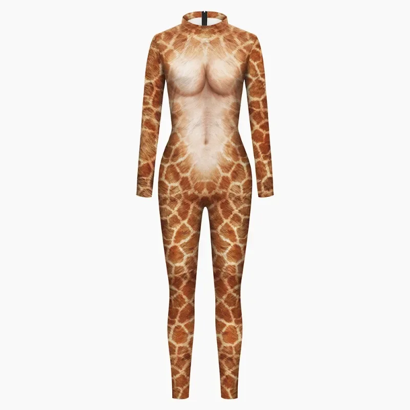 Halloween Adults Party Women Animal leopard Printed Cosplay Costume Fashion Purim Carnival Zentai Bodysuits Dress Up Female