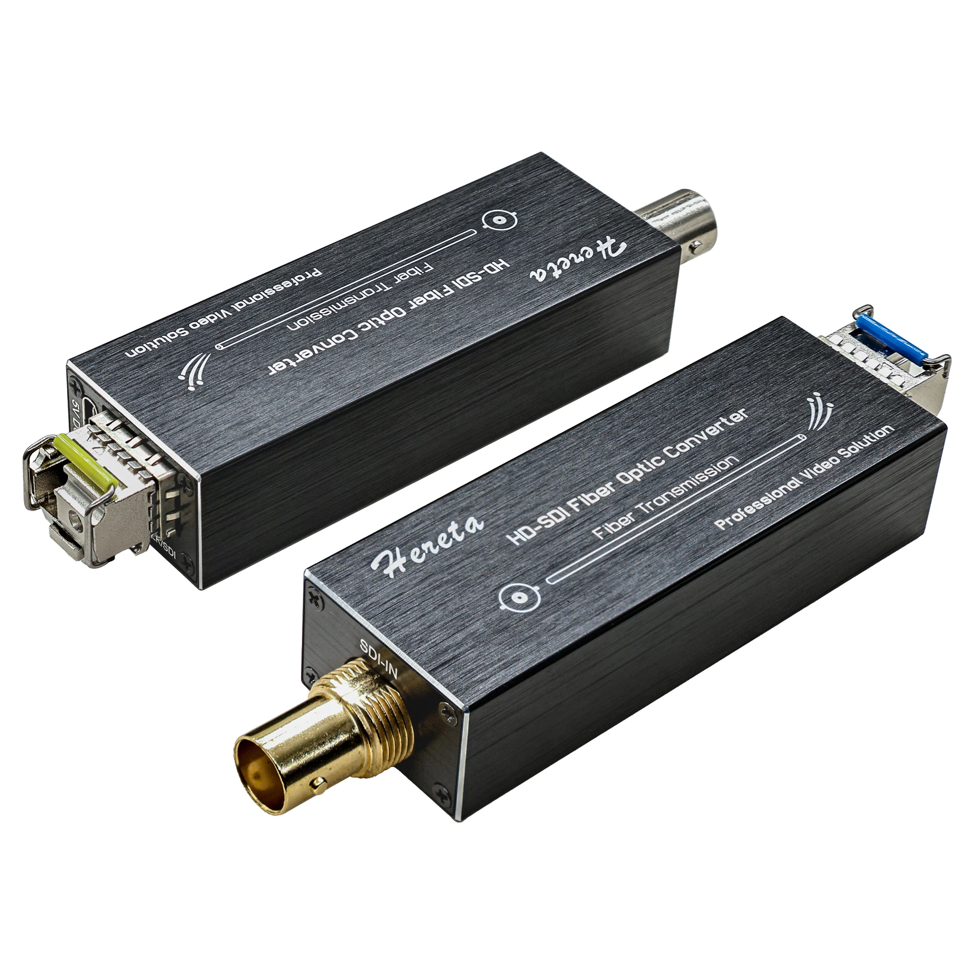 Hereta HD SDI Fiber Converter/Extender 1080P 30HZ SDI Over Fiber Optic Extender Up to 20km Over Single Mode LC Fiber