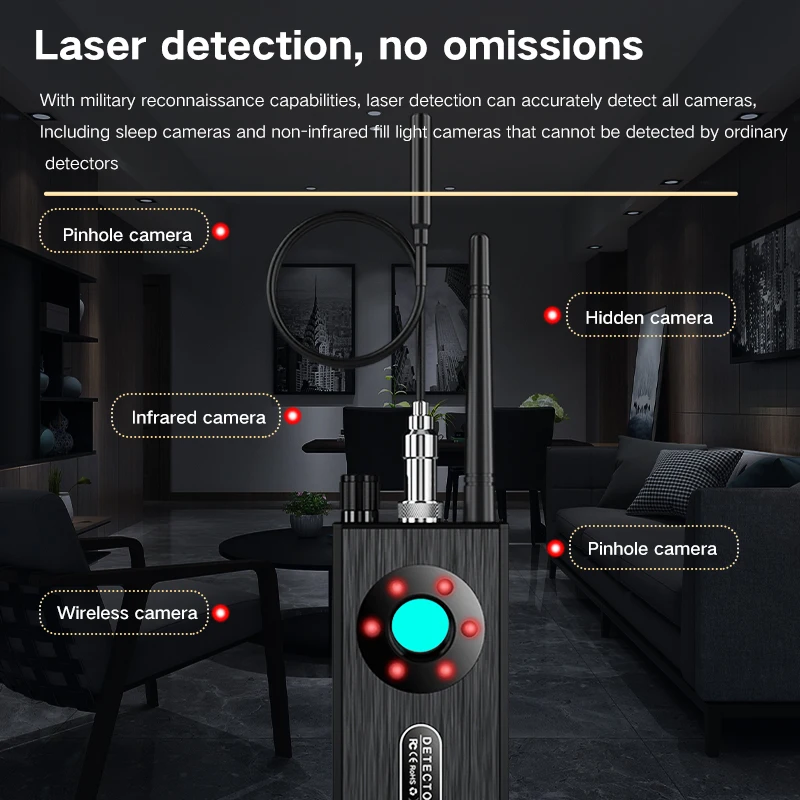 T9 Hidden Camera Detector Anti-spyware Mini Cam Spy Garget Bug RF Wifi Signal  Scanner Hotel Travel Security Protect GPS Finder