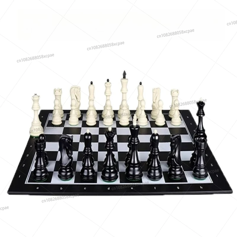

Изысканные стандартные тяжелые пластиковые шахматные фигуры для тубы, без шахматной доски, немагнитные домашние развлекательные игры, шахматная флисовая ткань