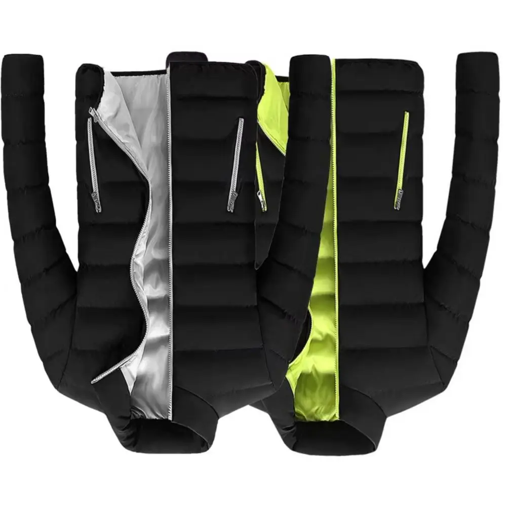 

Winter Puffer Jacket Zipper Pockets Long Sleeve Men Coat Zipper Closure Stand Collar Men Jacket Outerwear Winter Cotton Coat