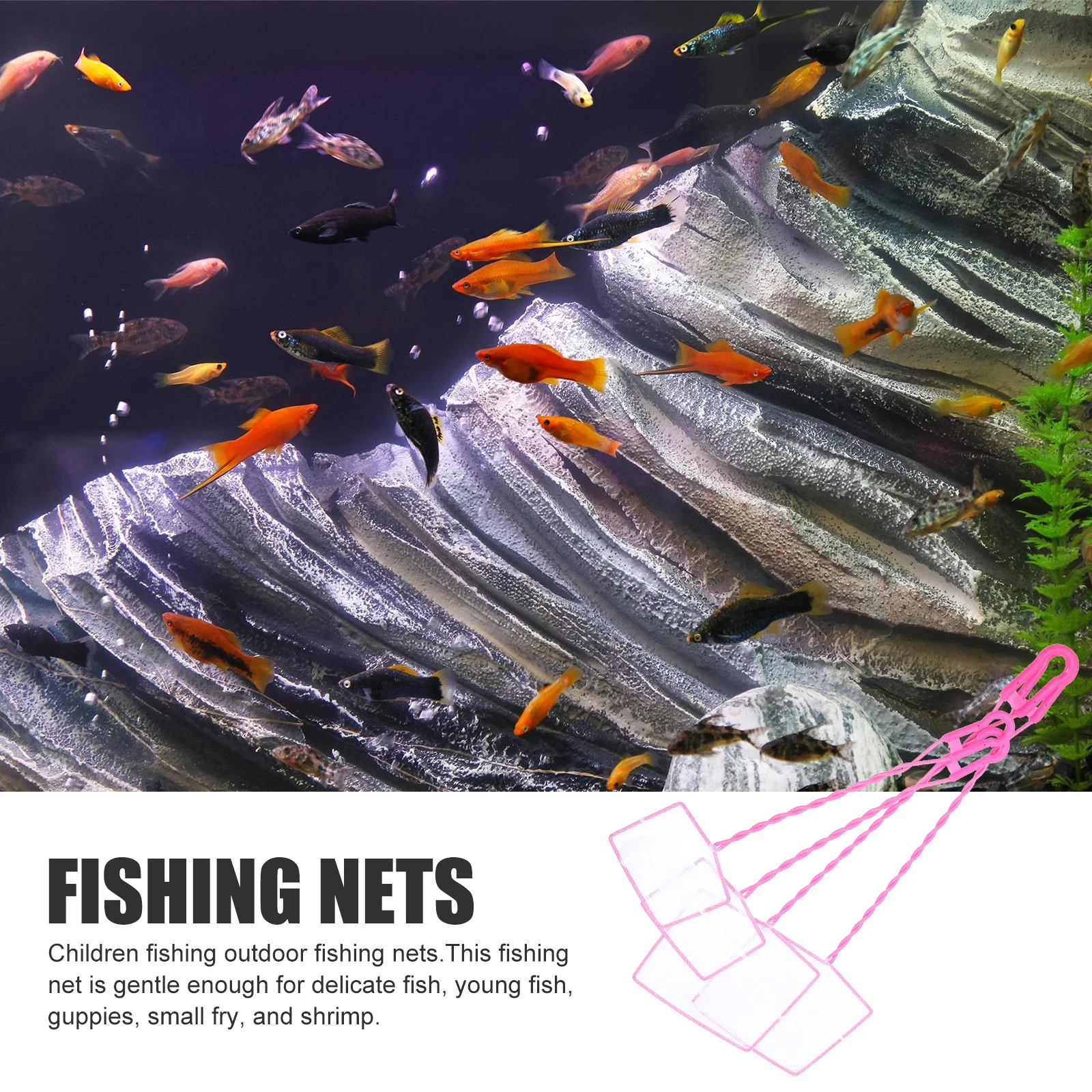 

4Pcs Kids Fishing Net Gentle for Small Fish Shrimp Skimmer Aquarium Mesh Durable Handle Hole Easy Carry Storage Gift