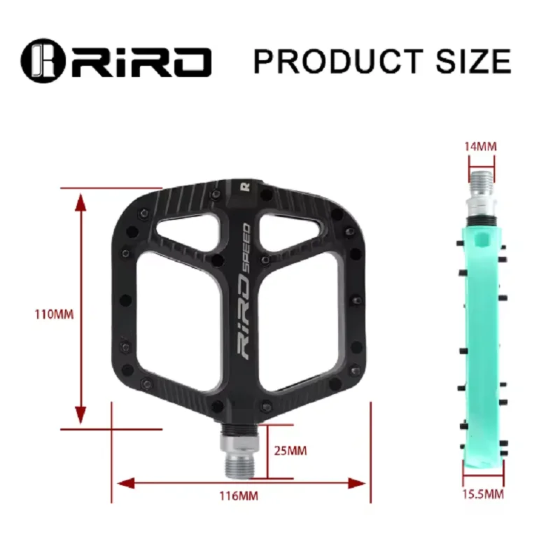 RIRO NL75 Bicycle Nylon Pedals Ultralight DU+Seal Bearings MTB Road Bike Flat Platform Big Tread Pedal Non-Slip Cycling Parts