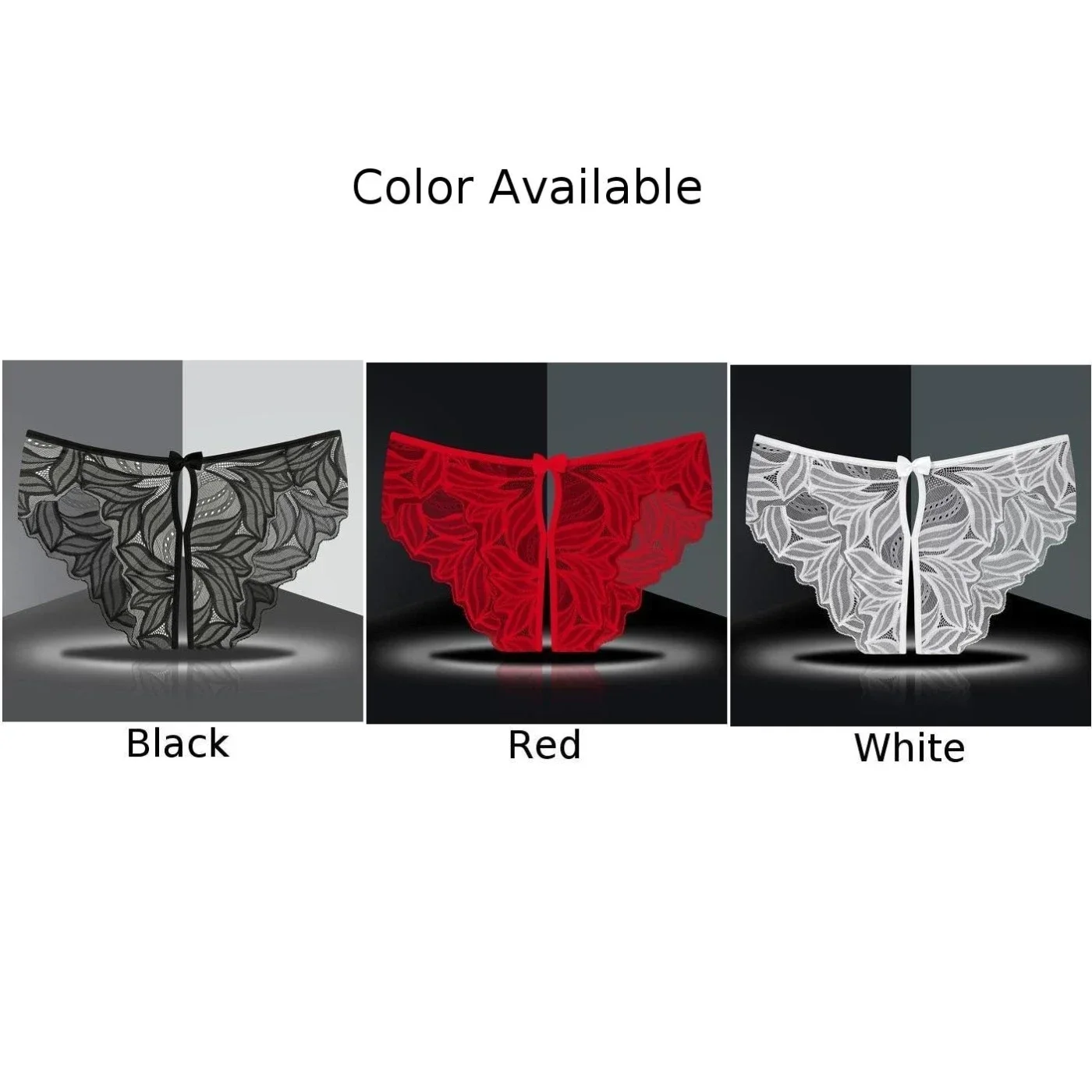 Sexy Women Low Rise Panties Open Crothless Underwear Erotic Lingerie Lace Hollow Out Crotchless Ladies Breathable Underpants