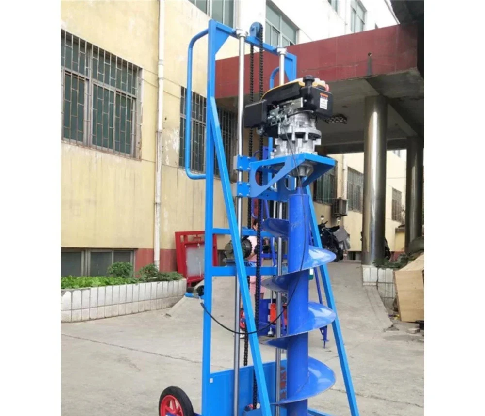 Digging pile core hole to take soil clearing pile hole digging machine sloping hilly photovoltaic pile driver drilling pole hole