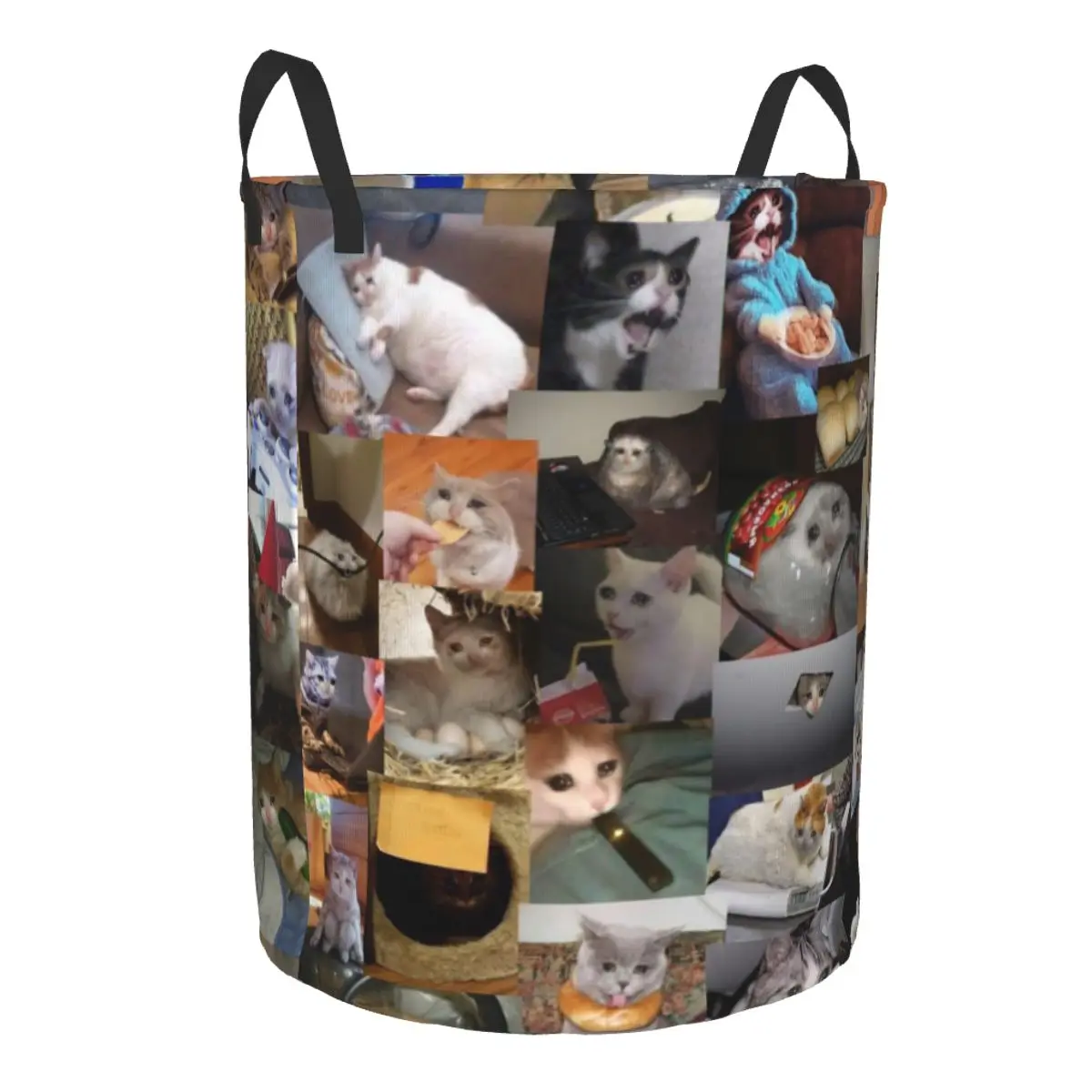 Crying Cats Meme Laundry Hamper Large Storage Basket Funny Creative Girls Boys Toy Organizer