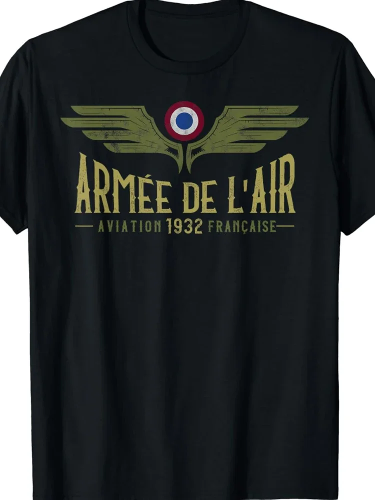 Armée De L'Air - تي شيرت رجالي من القوات الجوية الفرنسية بأكمام قصيرة، قمصان قطنية كاجوال برقبة دائرية #4