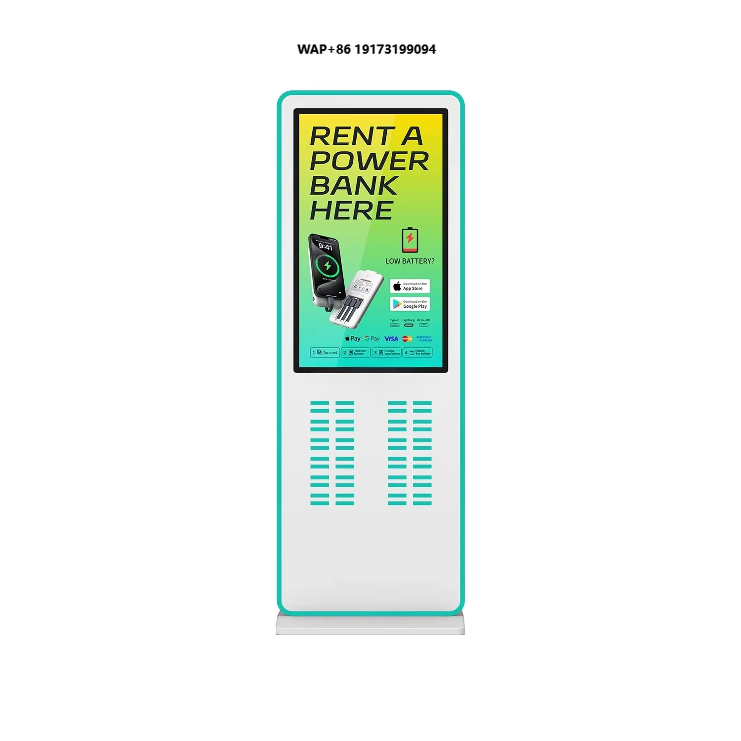 48 Slots Sharing Powerbank Station with 43 Inch LCD Screen Pos Stadium Airports Malls