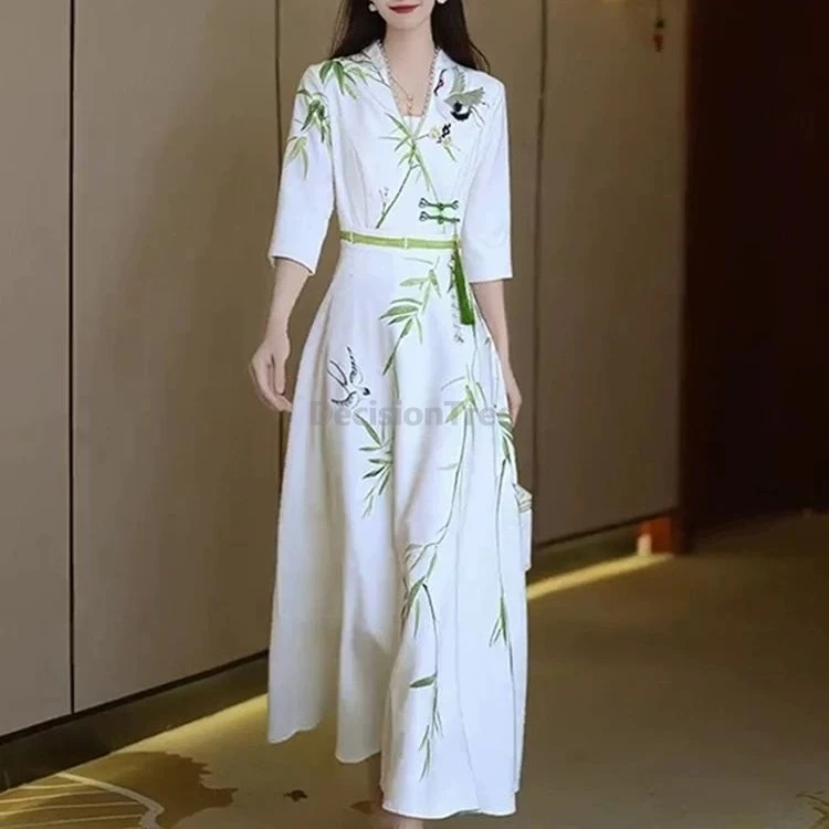 

2025 elegant temperament women's retro chinese style working clothing vintage exquisite printed hanfu classical trendy hanfu