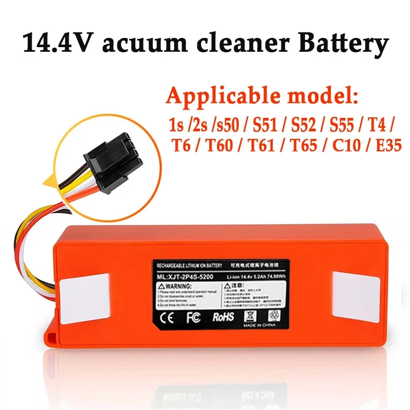 

ew 100% oryginalna bateria 14,4 В BRR-2P4S-5200S do odkurzacza automatycznego, do części Xiaomi Roborock S55 S50 S51 S60 S5