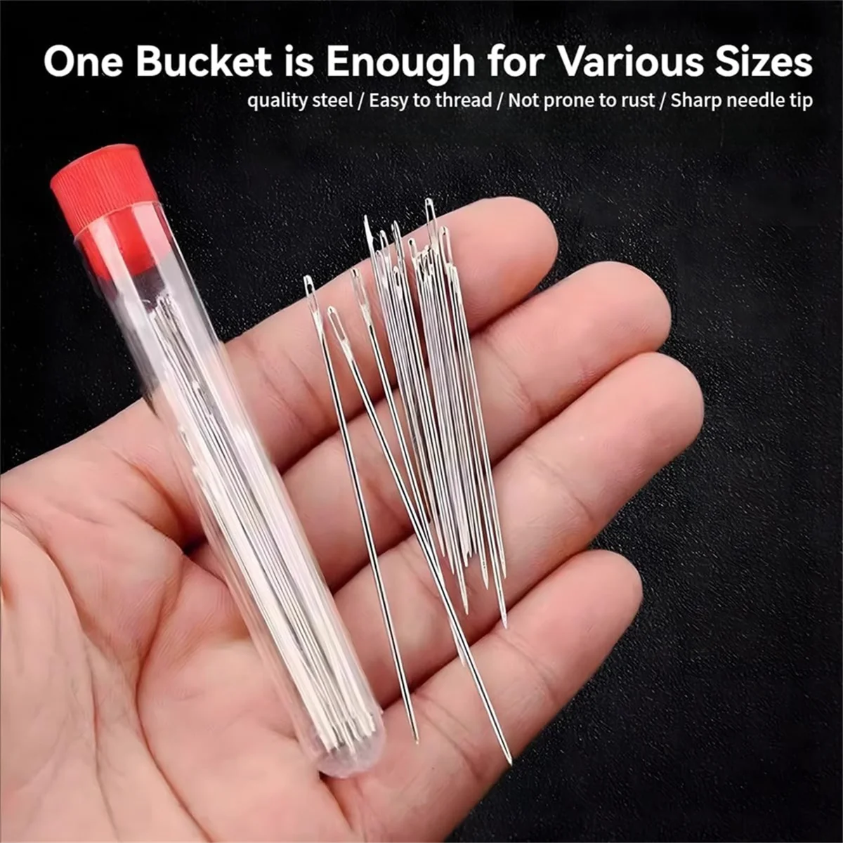 A83Z 37PCS Sewing Tool Set, Needles Thread Hand Repair Tools, Embroidery Tool Kit, Include 25 Steel Needles, 5 Threads