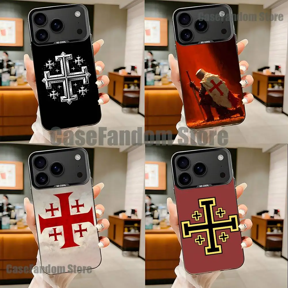 

Jerusalem Cross For iPhone 17,16,15,14,13,12,11,Pro,MAX,Plus Black Shockproof Candy Matte Cover
