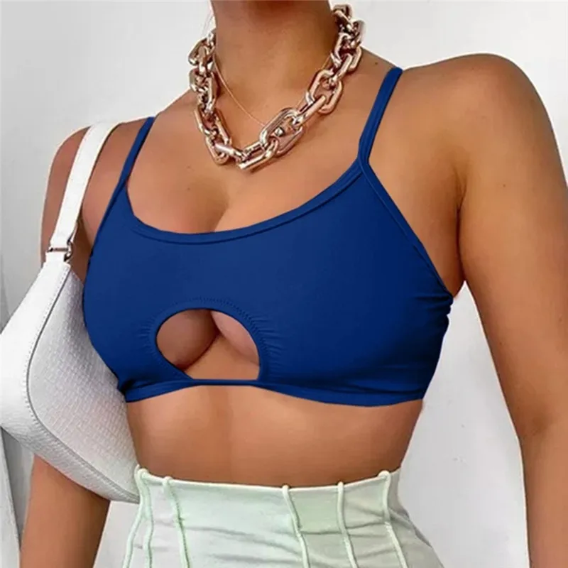 Women Sexy Hollowing Design Vest Ladies Solid Color Hollow Sleeveless Square Collar Crop Top Fashion Female Vest