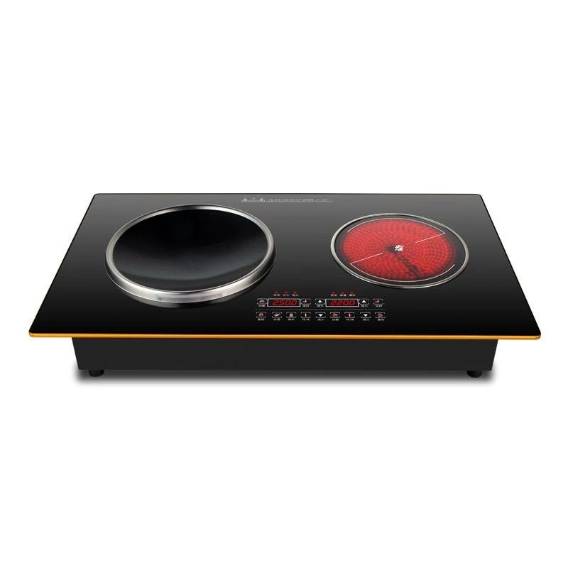 Touch Control 2200w Commercial Induction Cooker Double Head Built-In Electric Ceramic Stove