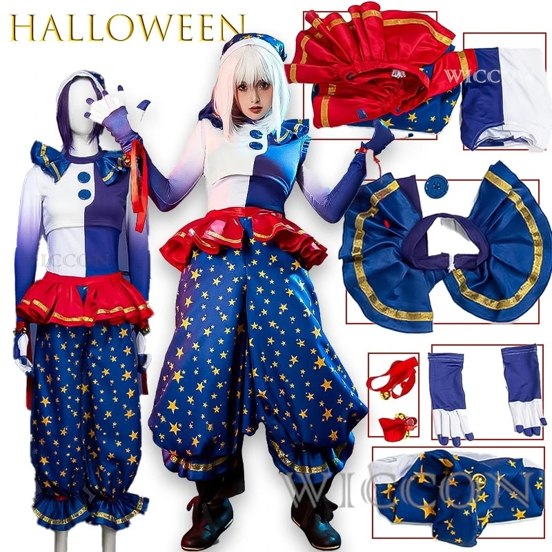 

MoonDro Joker Halloween Cosplay Full Set With Makeup Wig Accessories For Men Women Official Outfit From Arkham Asylum
