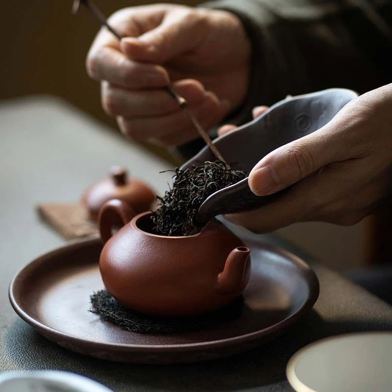 Zisha Turtle Shell Tea Scoop Tea Tray Decor Reusable Tea Pet Kung Fu Tea Ceremony Table Accessory Hand Polished Worry Stone