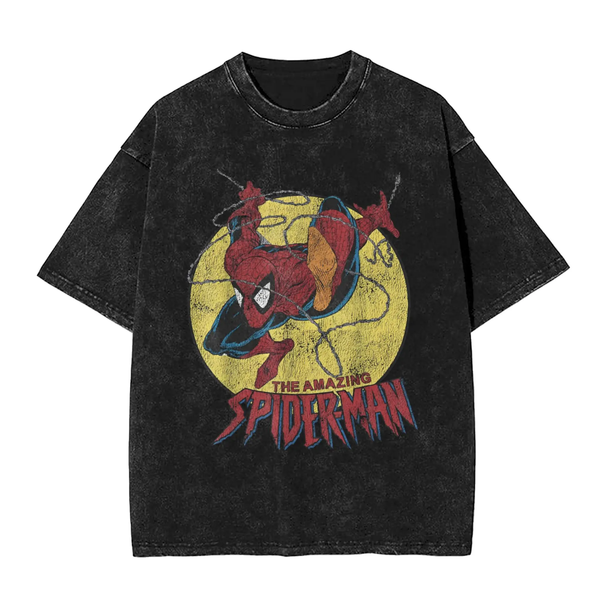 

The Amazing Spider Man Jump Logo T Shirt Men's Cotton Vintage T-Shirt Round Collar Tee Shirt Short Sleeve Tops New Arrival