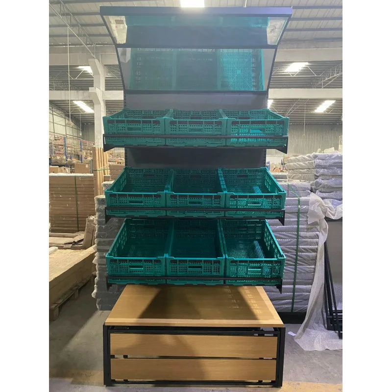 custom.Single-Sided Supermarket Shelf Fruit & Vegetable Display Light-Duty Shopping Shelving Basket Holder Grocery Sto
