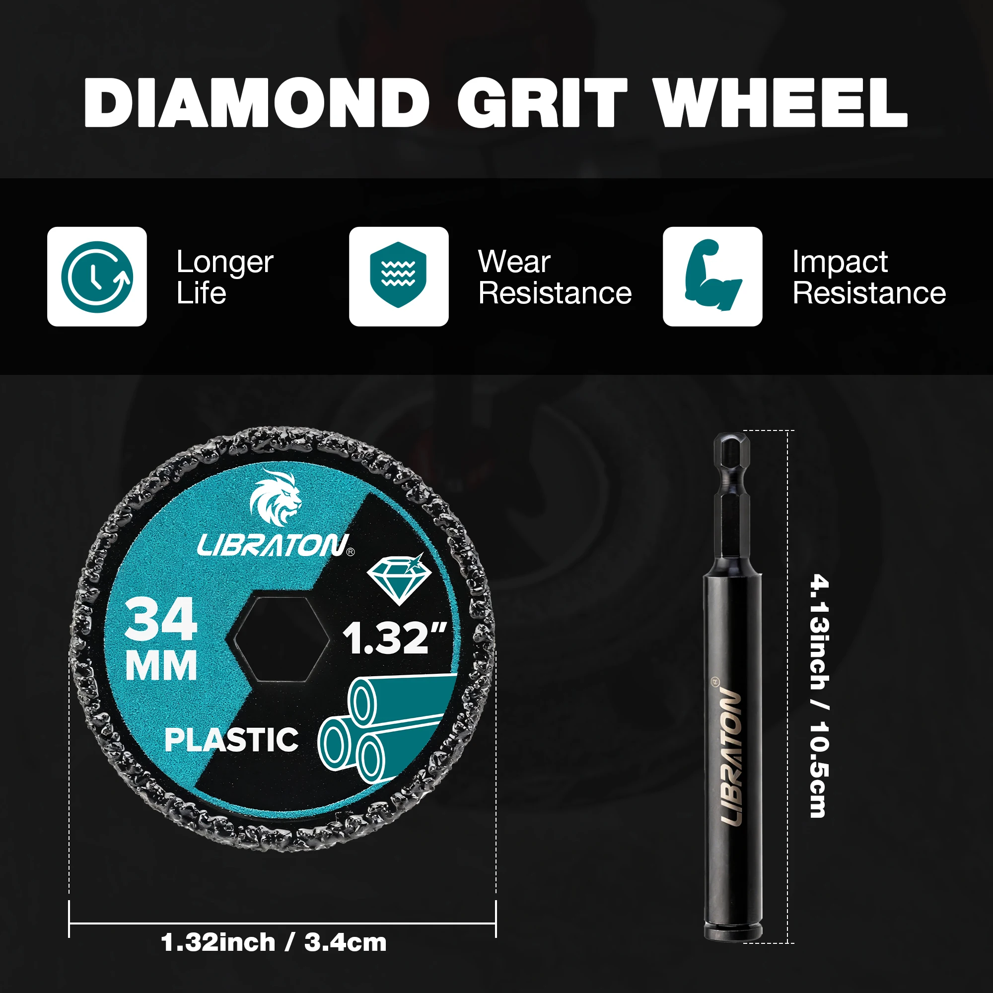 Libraton Inside Pipe Cutter with Deburring Tool Internal PVC Pipe Cutter Diamond Grit Cutting Wheel for Impact Drivers and Drill