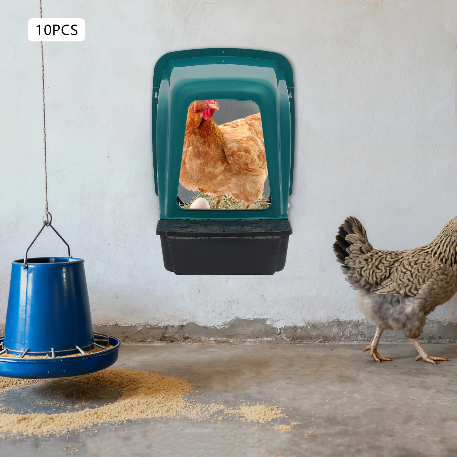 10 Stück Nistkästen für Hühnerhäuser mit Eierablage-Deckel zum Verlegen von Eiern, 20 kg Tragfähigkeit, Hähnchen-Nistkasten für den Bauernhof – Detail 6
