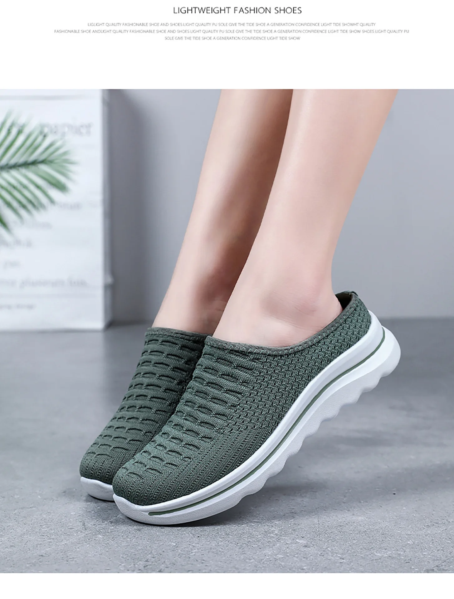 Übergrößen Damen Atmungsaktive Mesh-Pantoletten Slip-On Freizeitschuhe für Innen- und Außenbereich Tägliches Tragen – Detail 16