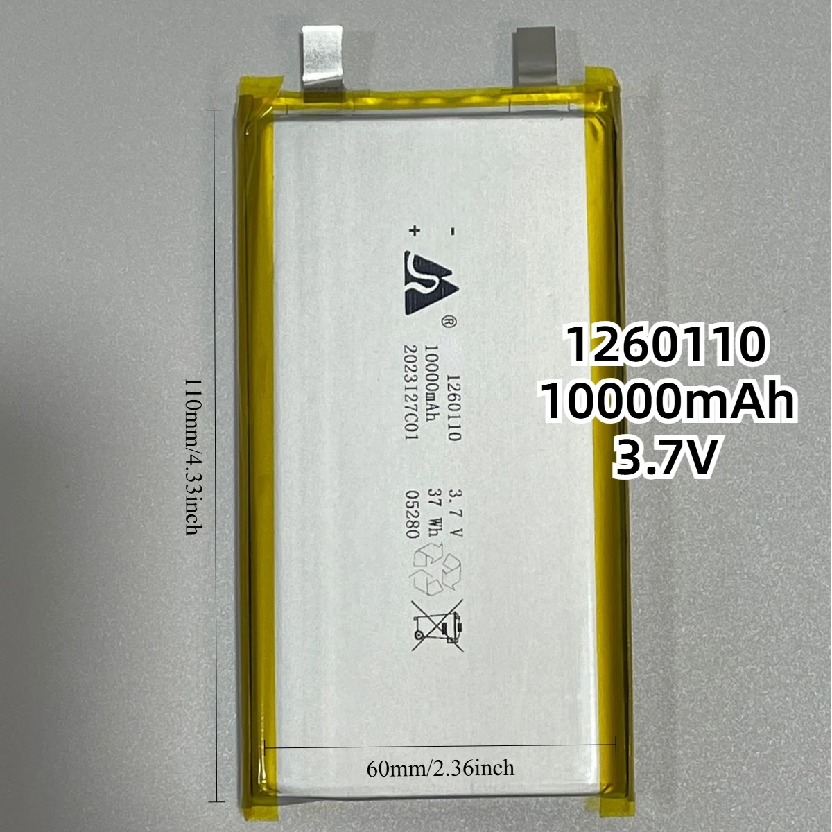 7000/8000/9000/10000mah 1260110 3.7v Polymer Lithium Battery Suitable For Portable Power Bank Driving Recorder Instrument Panel