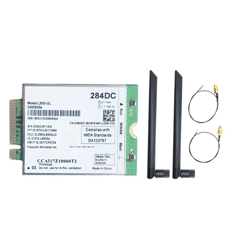 AT82-DW5820E L850-GL LTE 4G Card Module+2X8DB Antenna 0284DC 284DC For Dell Laptop 3500 5400