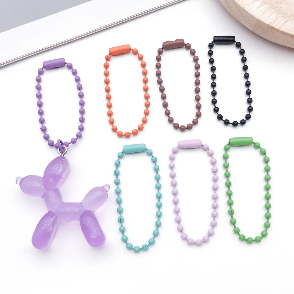 50pcs 10cm Colorful Ball Bead Chains Fits Key Chain/Label Hand Tag Connector For DIY Bracelet Jewelry Making Accessory image 3