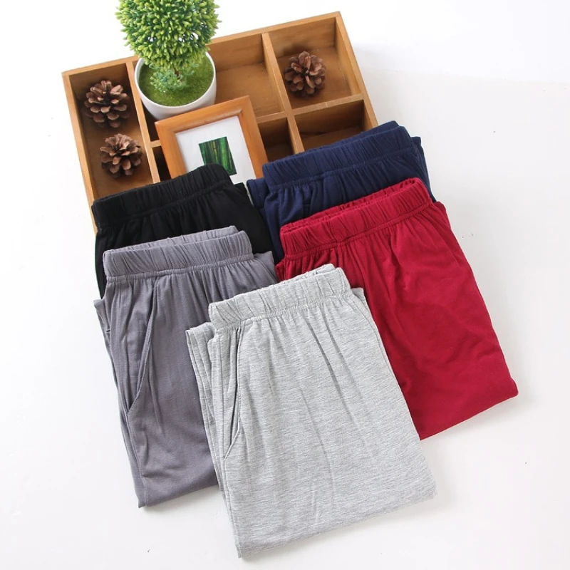 

Modal Spring and Autumn Pajama Pants for Men Casual Home Pants Large Size Plus Fat Solid Color Youth Sleeping Pants with Pockets